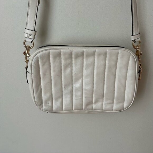 Coach Puffy Linear Quilting Jes Ivory Off White Chalk Leather Crossbody Bag - Picture 5 of 12